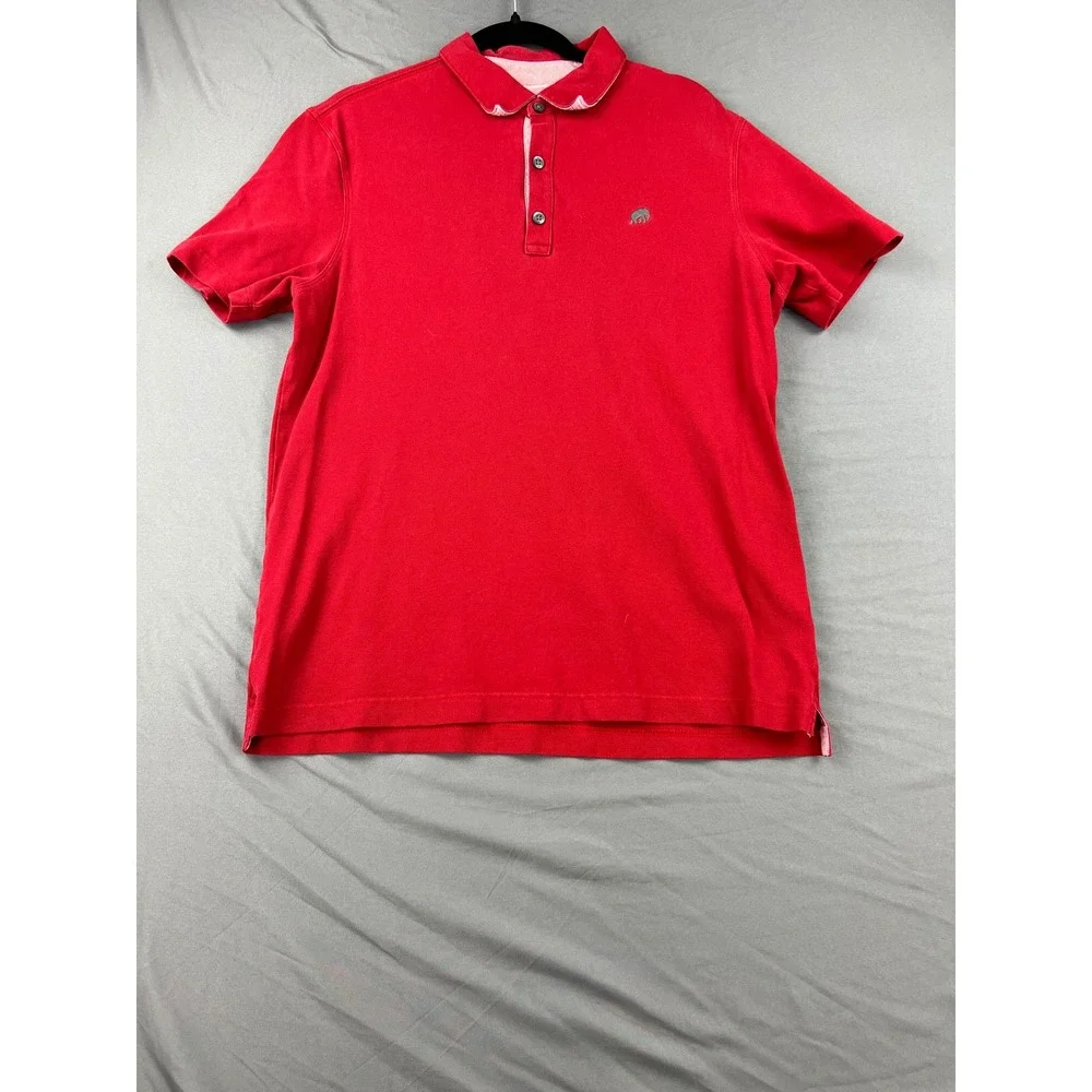 Banana Republic Polo Shirt Mens Large Red Good Elephant Logo Short Sleeve Pique